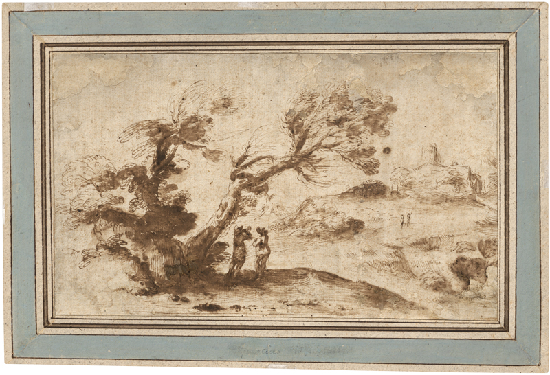 Lot 6597, Auction  128, Guercino - Umkreis, Landschaft mit zwei Männern unter einem Baum