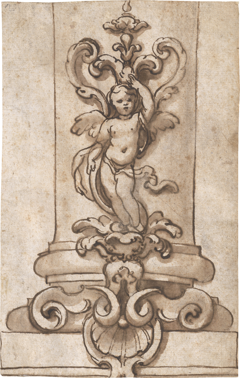 Lot 6605, Auction  128, Piola, Domenico, Entwurf für eine Säule mit Puttendekor