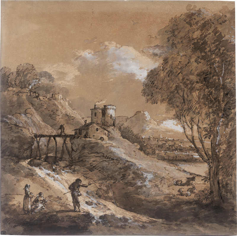 Lot 6607, Auction 128, Zuccarelli, Francesco, Südliche Landschaft mit kleinem Kastell und Angler an einem Gebirgsbach