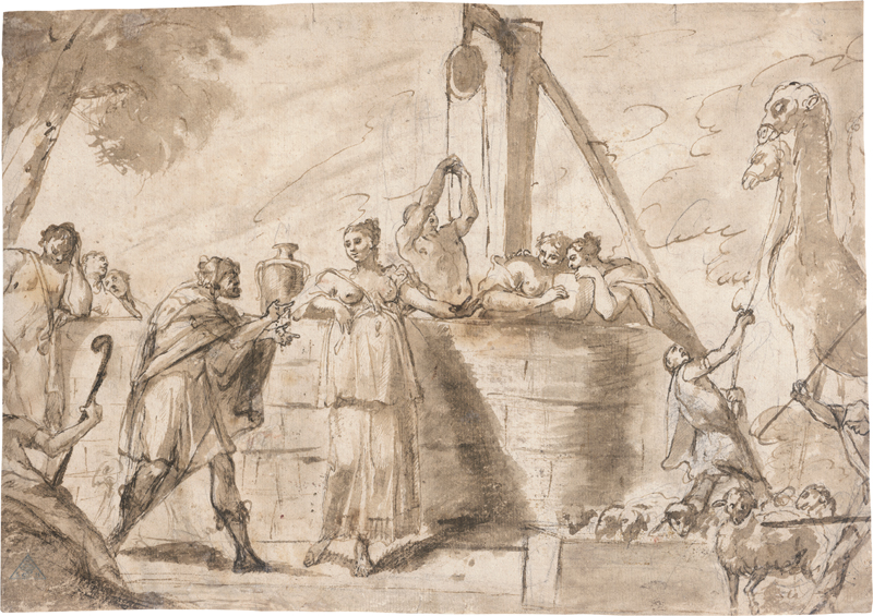 Lot 6613, Auction 128, Canal, Giambattista, Rebekka und Elieser am Brunnen vor der Stadt Haran