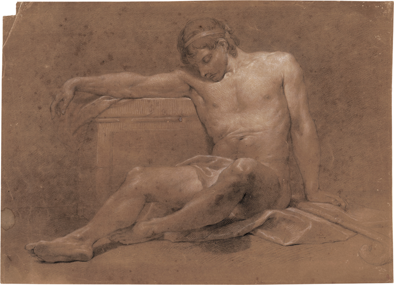 Lot 6621, Auction  128, Hutin, Charles François, An ein Podest gelehnter, schlafender Jüngling