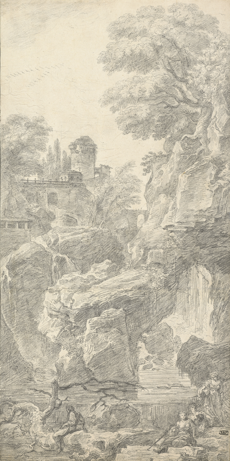 Lot 6624, Auction  128, Ango, Jean-Robert, Landschaftscapriccio mit einem Wasserfall