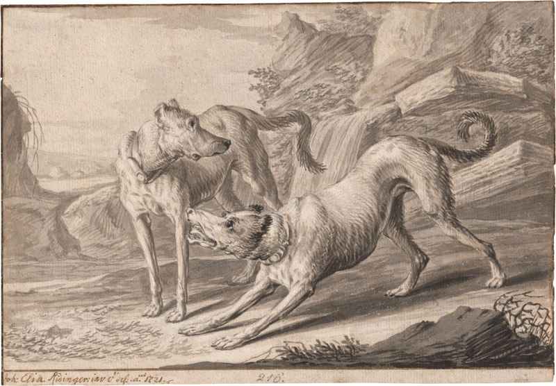 Lot 6628, Auction  128, Ridinger, Johann Elias, Zwei Jagdhunde