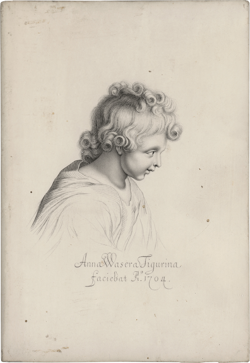 Lot 6641, Auction  128, Waser, Anna, Profilporträt eines Knaben mit lockigem Haar