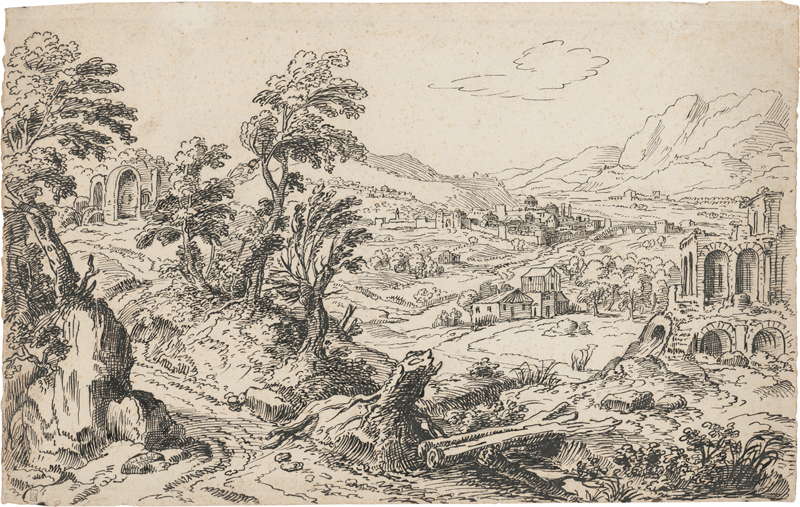 Lot 6650, Auction 128, Kobell, Ferdinand, Südliche Ideallandschaft mit Stadt und Ruinen