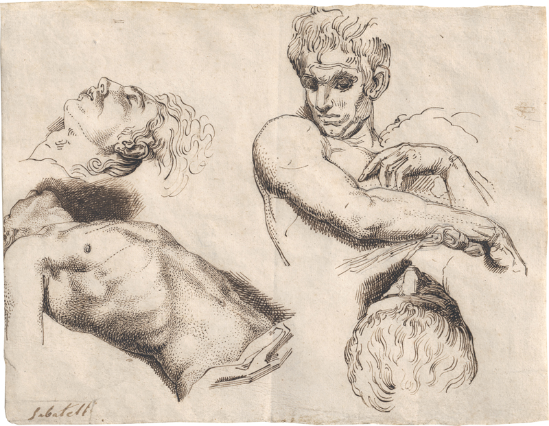 Lot 6657, Auction 128, Sabatelli, Luigi, Studienblatt mit männlichen Figuren zu "Die Pest in Florenz"