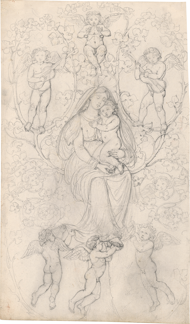 Lot 6668, Auction 128, Wach, Karl Wilhelm, Die Madonna mit Kind inmitten von Rankenwerk mit musizierenden Engeln
