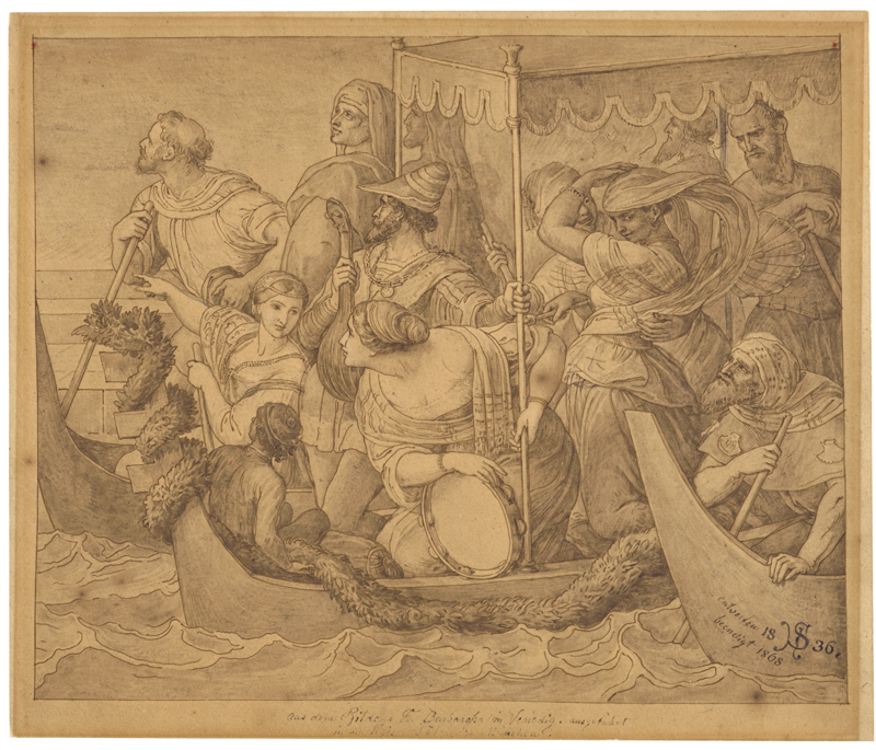 Lot 6670, Auction  128, Schnorr von Carolsfeld, Julius, Das Gefolge Kaiser Barbarossas auf Gondeln in Venedig