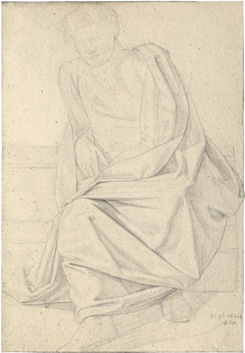Lot 6673, Auction 128, Janssen, Victor Emil, Draperiestudie eines sitzenden jungen Mannes