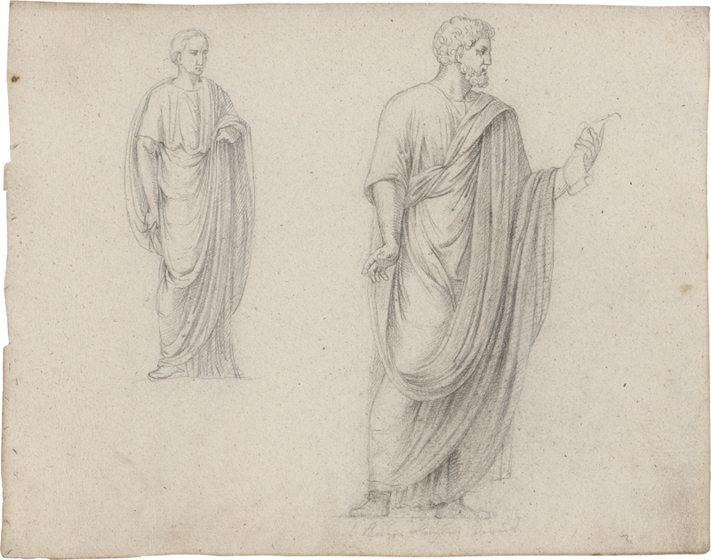 Lot 6674, Auction  128, Führich, Joseph von, Studienblatt mit zwei Figuren, die eine Toga tragen