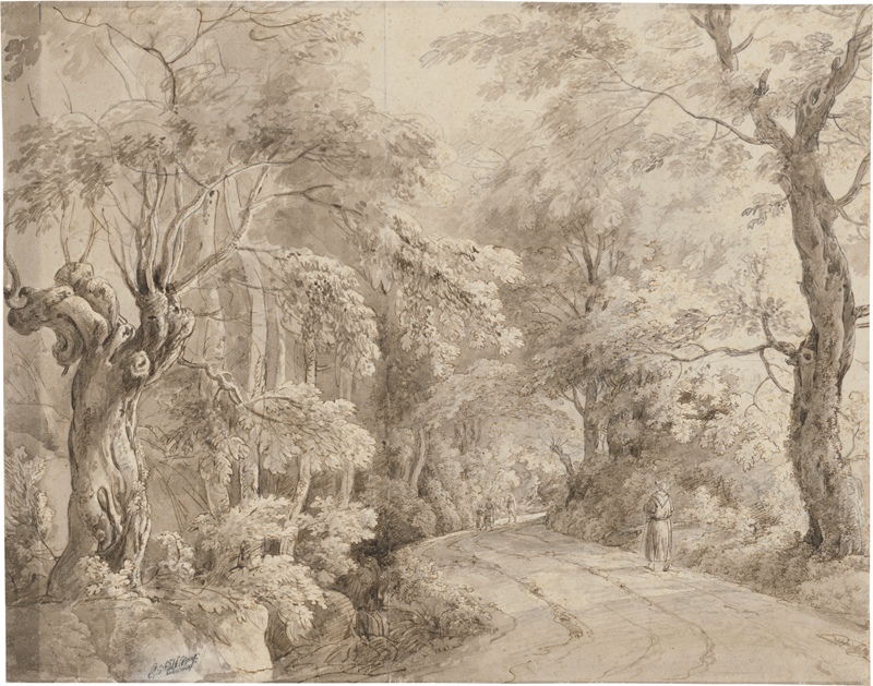 Lot 6685, Auction 128, Dillis, Johann Georg von, Waldpartie mit Wanderern auf einem Weg