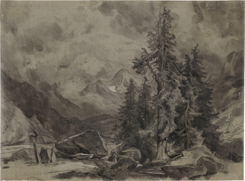 Lot 6692, Auction 128, Hummel, Carl Maria Nikolaus, Tal im Hochgebirge mit einer Tannengruppe