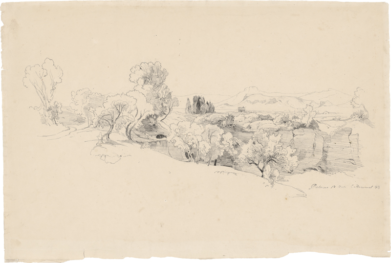 Lot 6725, Auction  128, Hummel, Carl Maria Nikolaus, Blick über einen Olivenbaumhain über die Bucht von Palermo