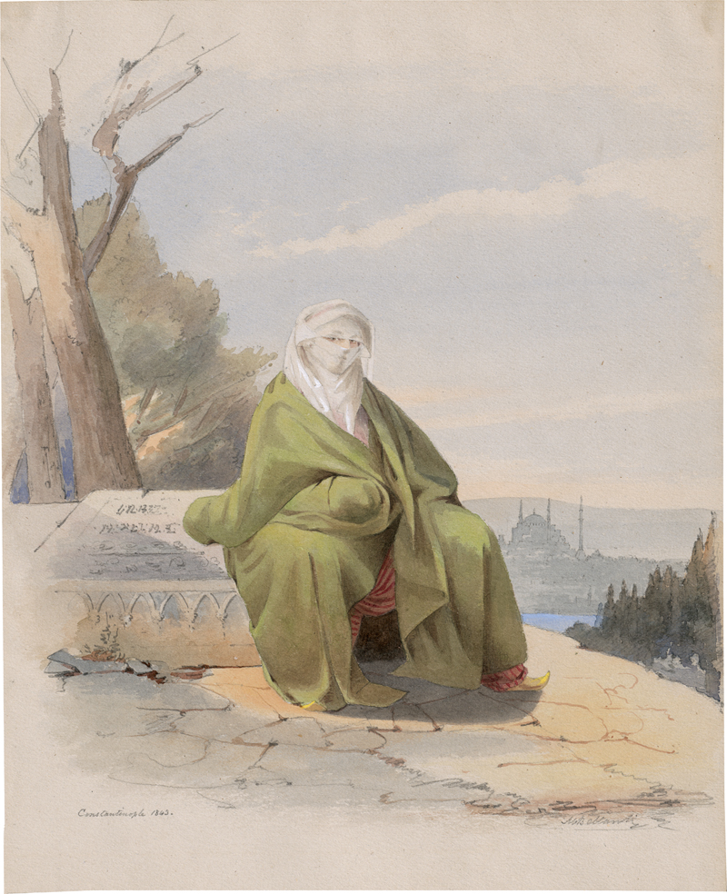 Lot 6733, Auction  128, Bellanti, Michele, Verschleierte Frau am Bosporus, im Hintergrund die Silhouette von Istanbul
