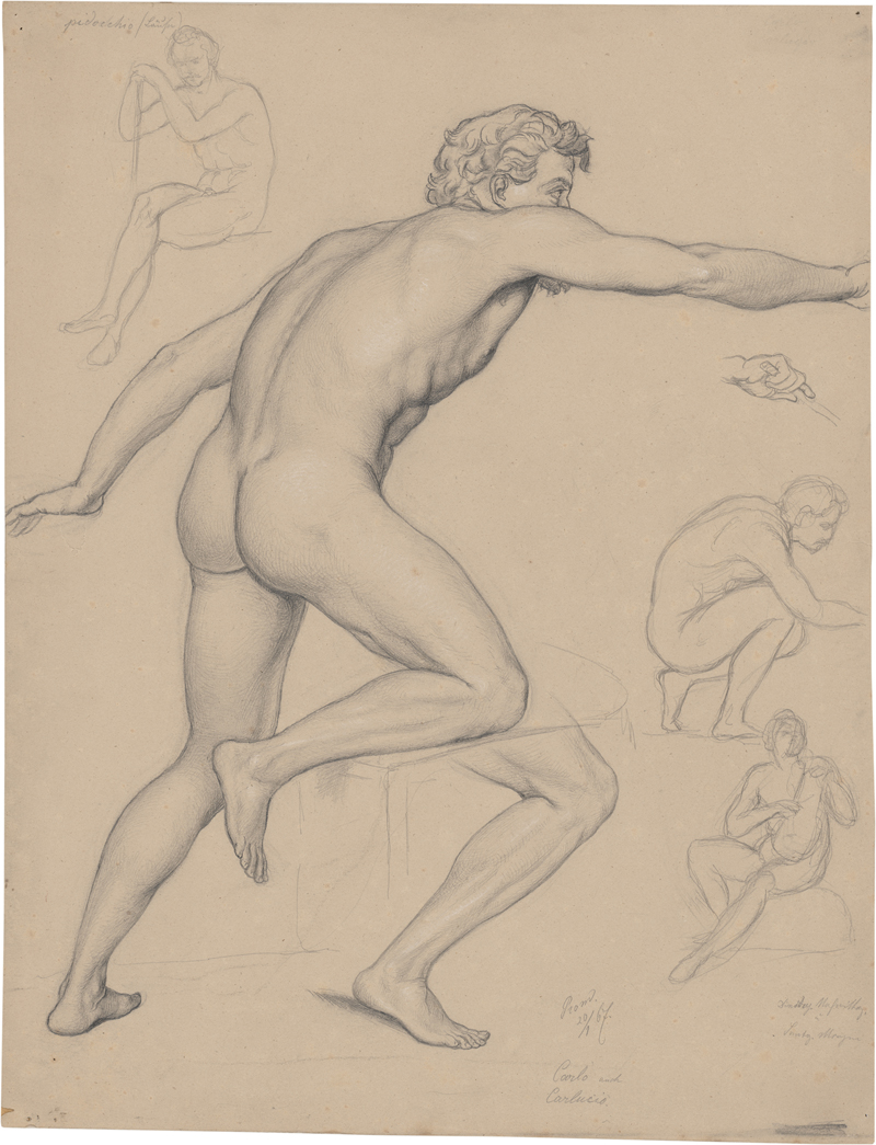Lot 6767, Auction 128, Henze, Robert, Studienblatt mit kniendem männlichen Akt
