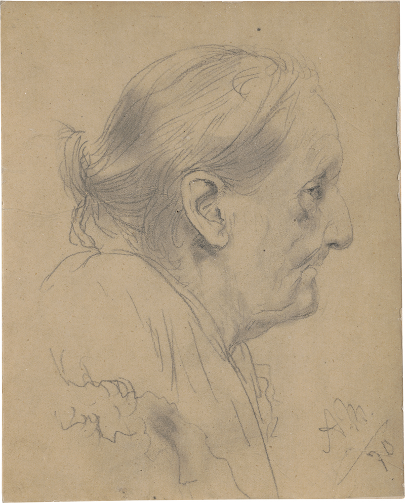 Lot 6781, Auction 128, Menzel, Adolph von, Alte Bäuerin im Profil, nach rechts blickend