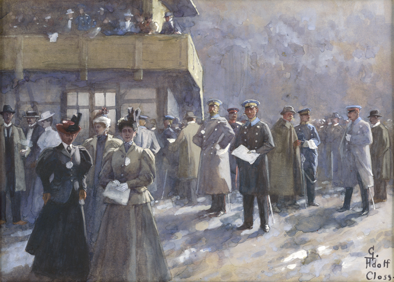 Lot 6784, Auction 128, Closs, Gustav Adolf, Besucher auf der winterlichen Trabrennbahn