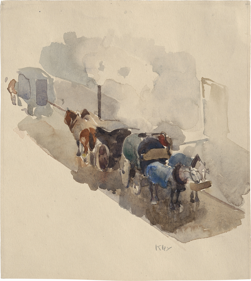 Lot 6788, Auction 128, Kley, Heinrich, Wartende Zweispänner