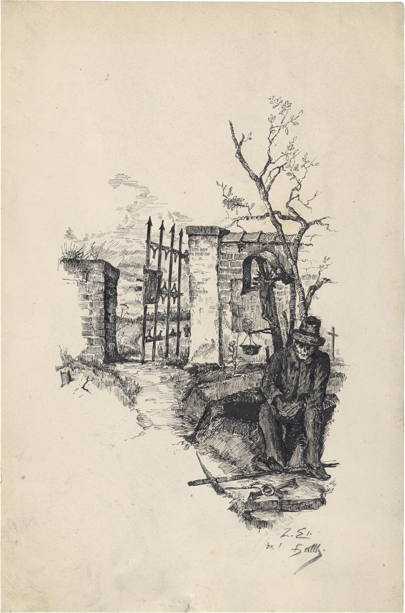 Lot 6797, Auction 128, Sattler, Josef, Der Tod als rastender Totengräber