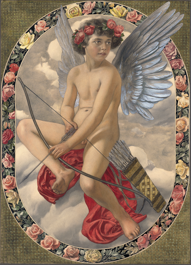 Lot 6807, Auction 128, Allers, Christian Wilhelm, Amor auf Wolken thronend in einem Kranz aus Rosen