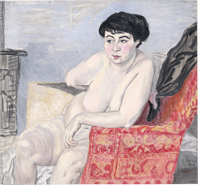 Lot 7056, Auction  128, Wolff, Gustav Heinrich, La grosse Juliette (Kokotte auf dem Sessel vor dem Ofen)