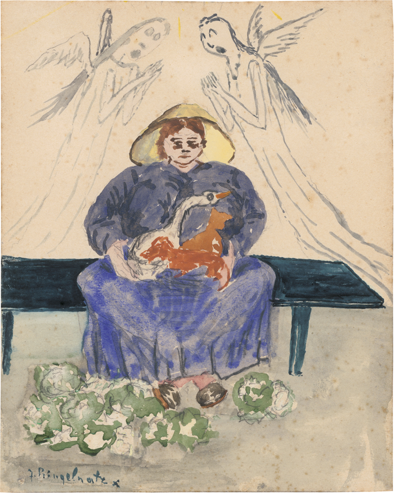 Lot 7083, Auction  128, Ringelnatz, Joachim, Marktfrau mit Schutzengeln