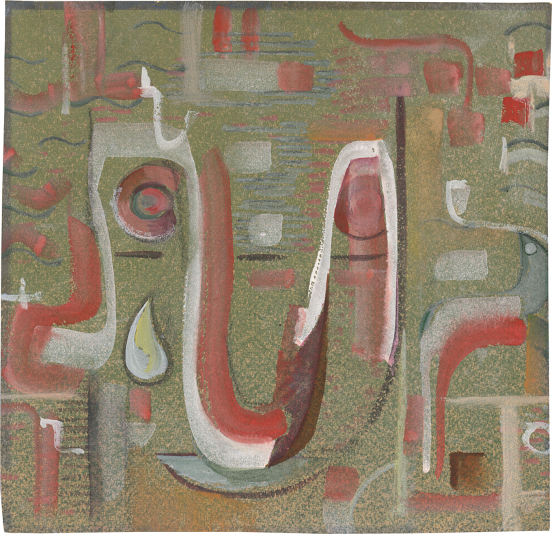 Lot 7179, Auction  128, Höch, Hannah, Abstrakte Komposition in Grün, Rot und Weiß