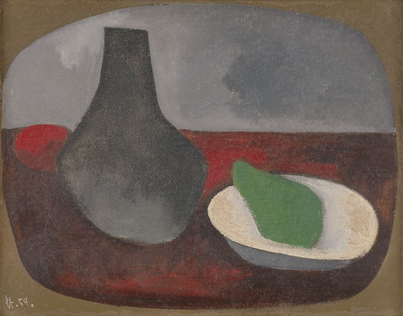 Lot 7195, Auction  128, Strempel, Horst, Stilleben mit schwarzem Krug und Birne