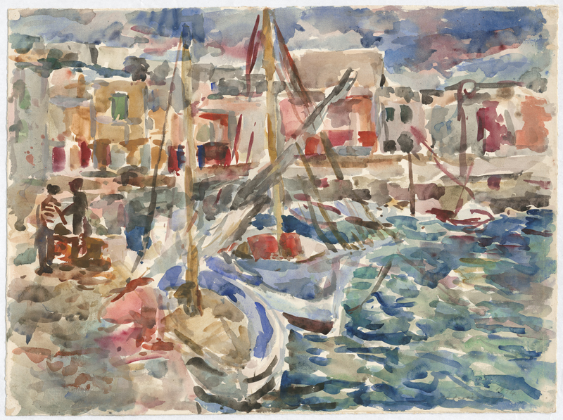 Lot 8043, Auction 128, Henninger, Manfred, Schiffe im Hafen; Badende (Riva)