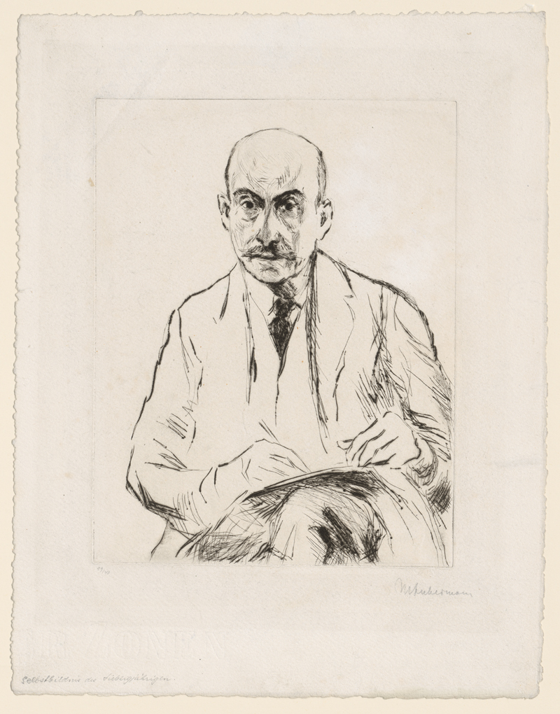 Lot 8068, Auction 128, Liebermann, Max, Selbstbildnis des Siebzigjährigen, von vorn, zeichnend