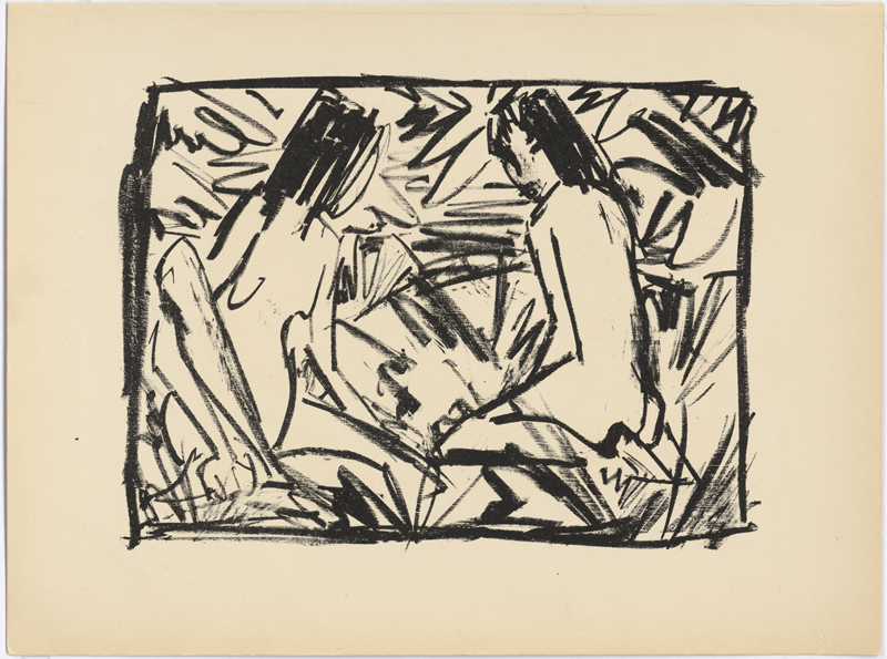 Lot 8087, Auction 128, Mueller, Otto, Badende (Ein sitzendes und ein kniendes Mädchen unter Blättern)