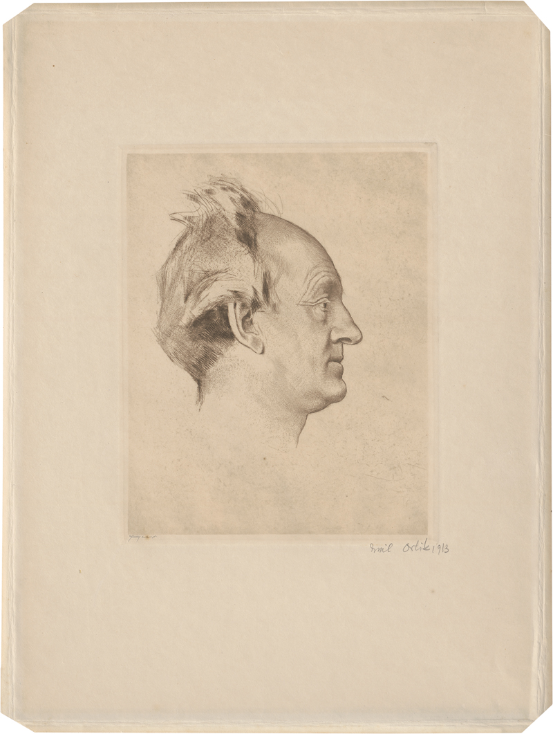 Lot 8097, Auction  128, Orlik, Emil, Portrait Gerhart Hauptmann (Kopf im Profil nach rechts)