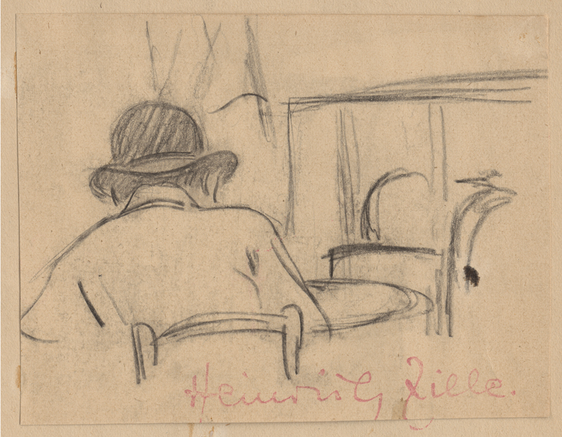 Lot 8145, Auction 128, Zille, Heinrich, Mann mit Hut im Café