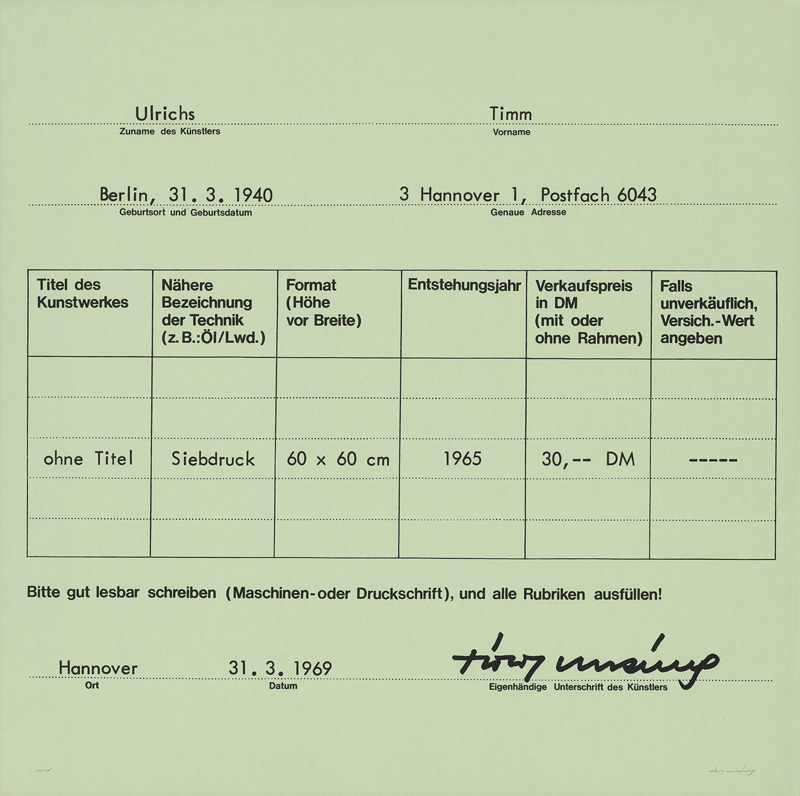 Lot 8377, Auction 128, Ulrichs, Timm, Vorsicht, Kunst!
